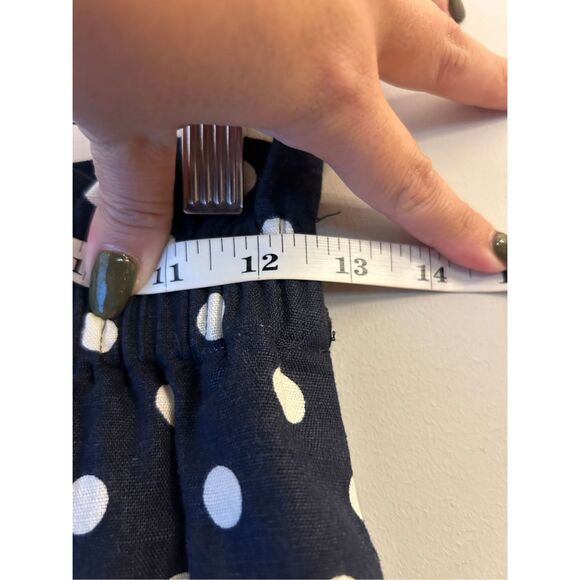 NWT J. Crew Polka dot linen blend Paperbag Waist mini skirt sz 0 Navy x white re - Picture 6 of 7